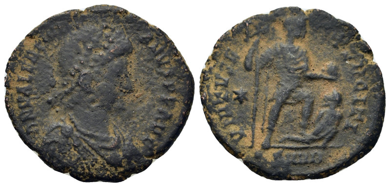 Valentinian II (375-392). Æ (23,4mm, 3.8g). Heraclea. Diademed, draped and cuira...