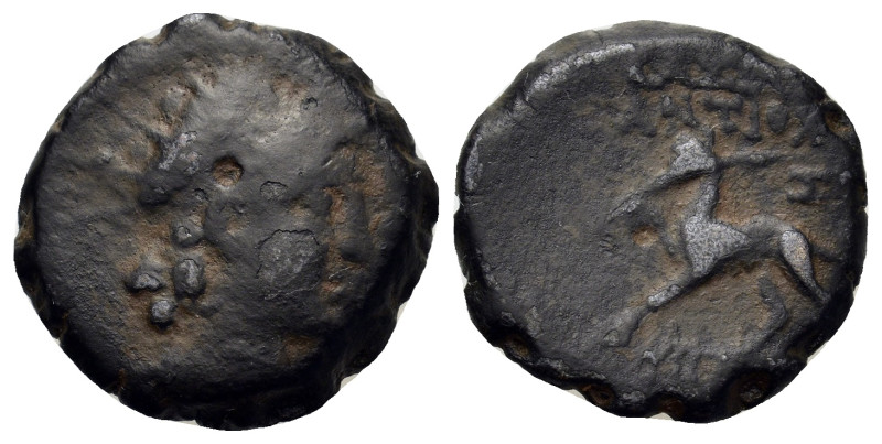 Seleukid Kings. Antiochos VI Dionysos (144-142 BC). Æ Serrate (16,2mm, 4g). Anti...