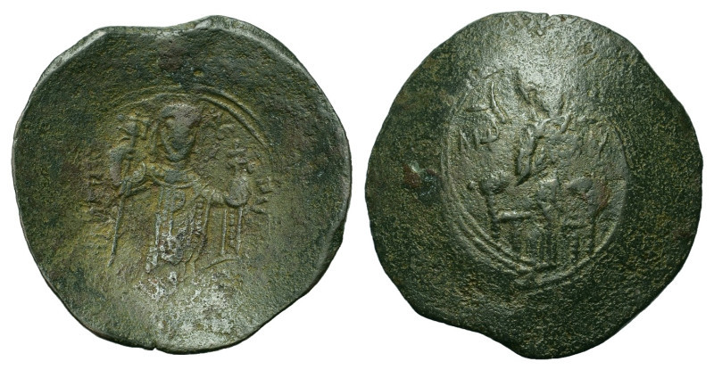 Alexius I Comnenus (1081-1118). Æ Trachy (28,8mm, 4.65g). Christ Pantokrator sea...