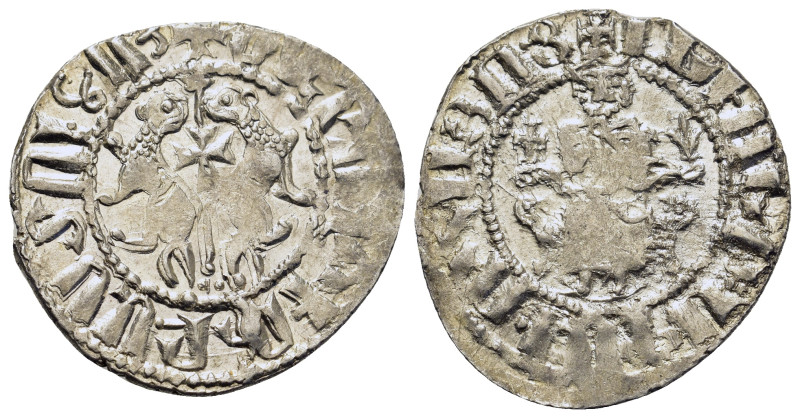 Armenia, Cilician Armenia. Levon I (1198-1219). AR Tram (22,4mm, 3g). Crowned fi...