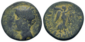 Augustus (27 BC-AD 14). Phrygia, Akmoneia. Æ (18,5mm, 4g). Bare head l.; lituus to l. R/ Nike advancing r., holding palm and wreath. RPC I, 3164.