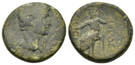 Augustus (27 BC-14 AD). Phrygia, Synnada. Æ (18,6mm, 4.8g). Laureate head right; lituus before. R/ Zeus seated left, with eagle and sceptre. RPC I 317...