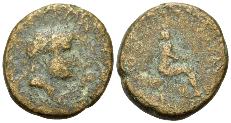 Nero (54-68). Cappadocia, Tyana. Æ (25mm, 12.70g). Laureate head r. R/ Tyche sea...