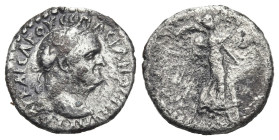 Vespasian (69-79). Cappadocia, Caesarea-Eusebia. AR Hemidrachm (15,22mm 1.52g). Laureate head r. R/ Nike advancing r., holding wreath and palm frond. ...