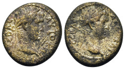 Titus and Domitian (Caesares, 69-81). Mysia, Germe. Æ (16mm, 3.60g). Laureate head of Titus r.; grain-ear before. R/ Laureate head of Domitian r. RPC ...