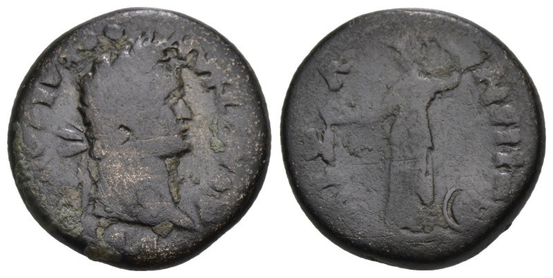 Domitian (81-96). Phrygia, Aezanis. Æ (20mm, 6.08g). Laureate head r. R/ Athena ...