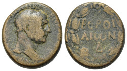 Trajan (98-117). Cyrrhestica, Beroea. Æ (22mm, 14g). Laureate head r. R/ Legend in two lines; Δ below; all within wreath. RPC III, 3429.