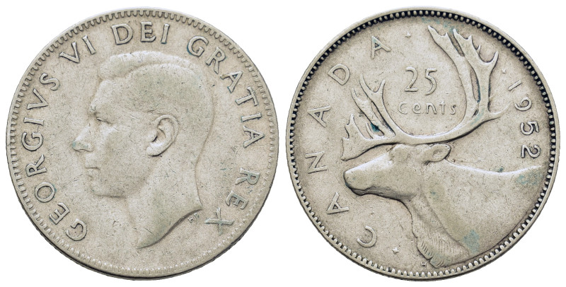 Canada. George VI (1936-1952). AR 25 Cents 1952. (23,4mm, 5,8g).