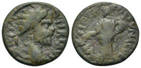 Septimius Severus (193-211). Pisidia, Antioch. Æ (21,3mm, 4.76g). Radiate head r. R/ Tyche standing l., holding branch and cornucopia. Kryzanowska die...