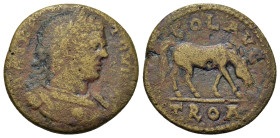 Caracalla (198-217). Troas, Alexandria. Æ (23,9mm, 6g). Laureate, draped and cuirassed bust r. R/ Horse grazing r. Bellinger, Troy A283, A300-01 var. ...