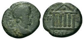 Caracalla (?) (198-217). Bithynia, Nicaea. Æ (15,9mm, 2.7g). Laureate head r. R/ Hexastyle temple.