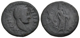 Caracalla (198-217). Uncertain mint. Æ (21mm, 4.27g). ANTΩNEIN[…], Laureate head r. R/ Serapis(?) standing r., holding transverse sceptre.