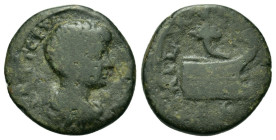 Geta (209-211). Thrace, Coela. Æ (17,5mm, 3.6g). Laureate, draped and cuirassed bust r. R/ Prow r.; above, cornucopia. Varbanov 2922.