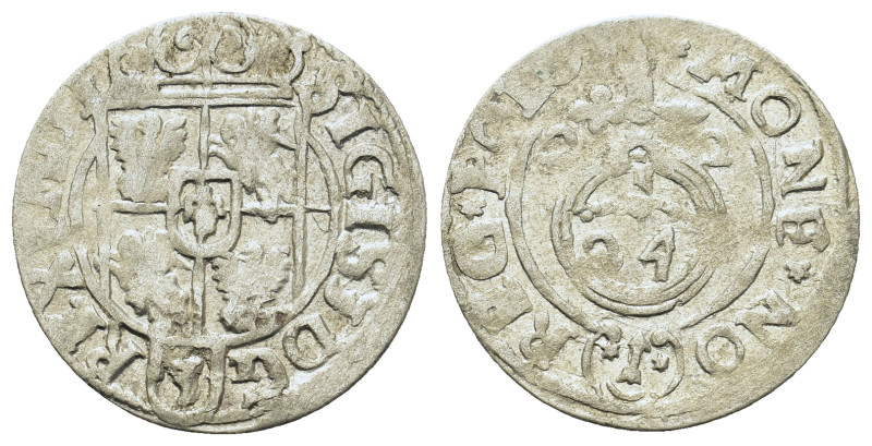 Poland. Sigismund III (1587-1632). AR 3 Polker 1622 (18mm, 1.15g, 3h). Crowned a...