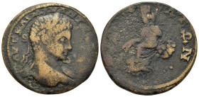 Elagabalus (218-222). Syria, Seleucis and Pieria. Antioch. Æ (32,5mm, 16.8g). Laureate bust right, slight drapery on left shoulder. R/ Tyche of Antioc...