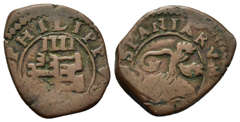 Spain, Felipe III (1598-1621). Æ 4 Maravedís (19mm, 3.13g, 5h). Segovia. Three-t...