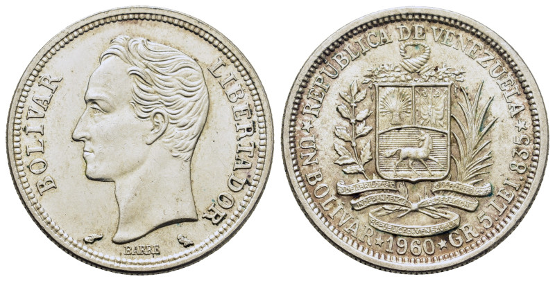 Venezuela. Fourth Republic (1953-1999). AR 1 Bolívar 1960. (23mm, 5g).