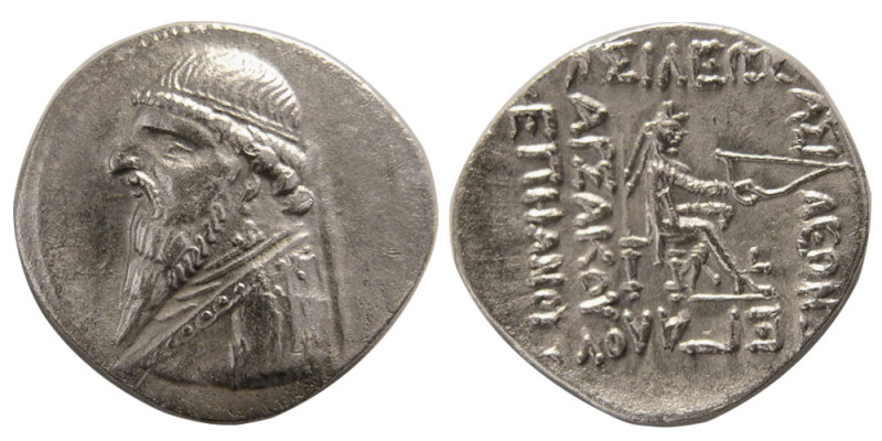 KINGS of PARTHIA. Mithradates II (121-91 BC). AR Drachm (3.98 gm; 22 mm). Rhagai...