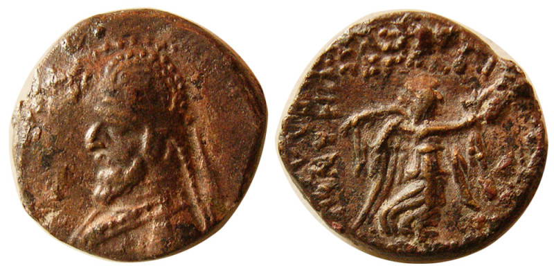 KINGS of PARTHIA; Mithradates III. 87-80 BC. Æ Chalkoi (2.17 gm; 13 mm). Susa mi...