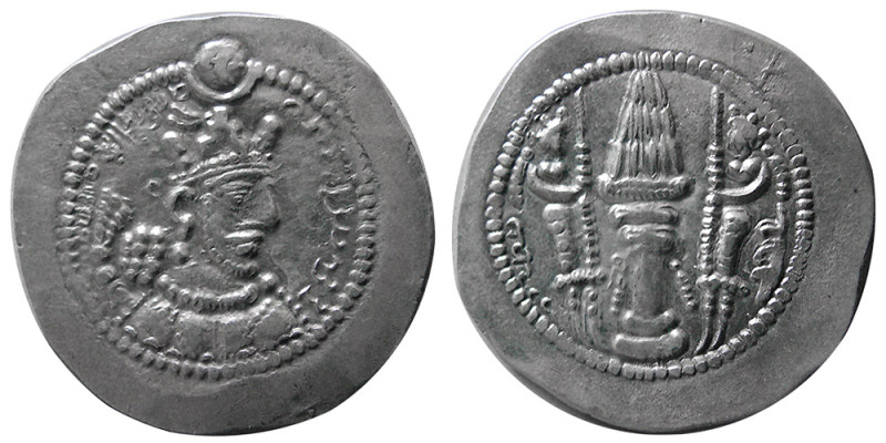 SASANIAN KINGS. Yazdgird II, (438-457 AD). AR Drachm (4.12 gm; 30 mm). mint; ShY...