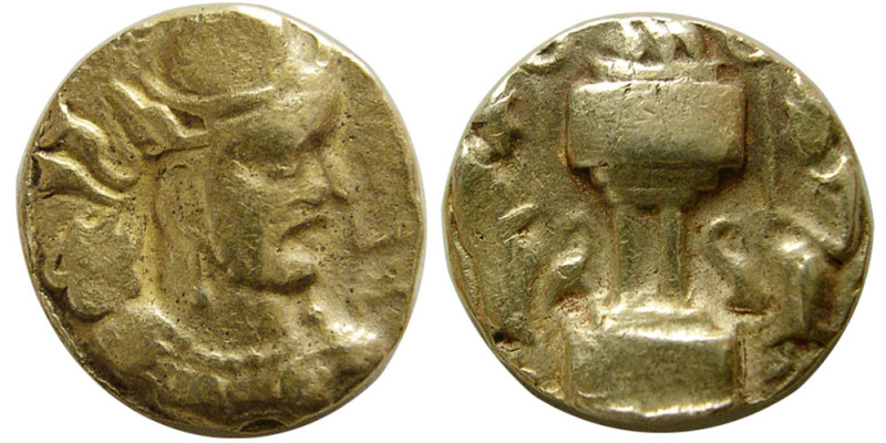 INDO-SASANIAN KINGS. Bahram (Varhran) V, 420-438 AD. AV Dinar (7.13 gm; 17 mm). ...