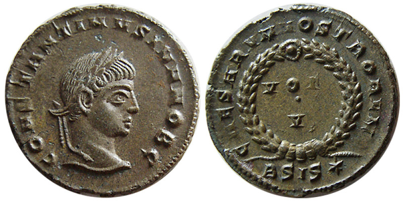 ROMAN EMPIRE. Constantine II, as Caesar. 317-337 AD. Æ Follis (2.86 gm; 19 mm). ...