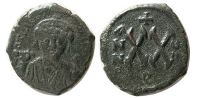 BYZANTINE EMPIRE; Tiberius II Constantine,  Æ Half Follis.