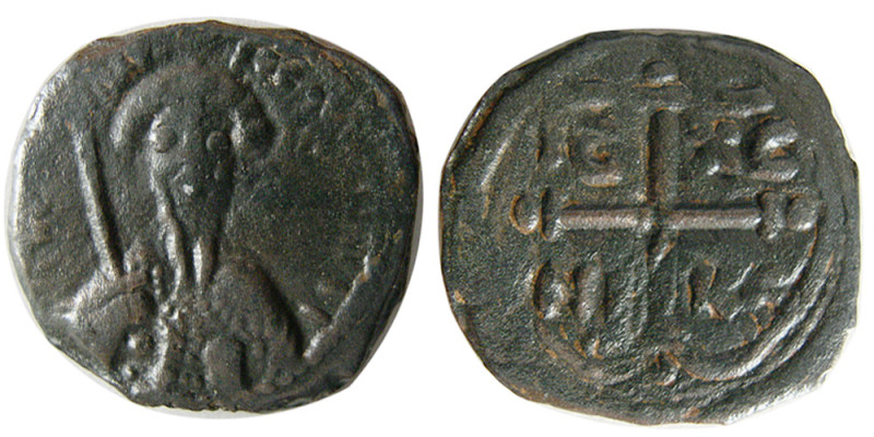 CRUSADERS. Antioch. Tancred, regent, 1101-1112. Æ Follis (2.96 gm; 20 mm). ΚΕ ΒΟ...