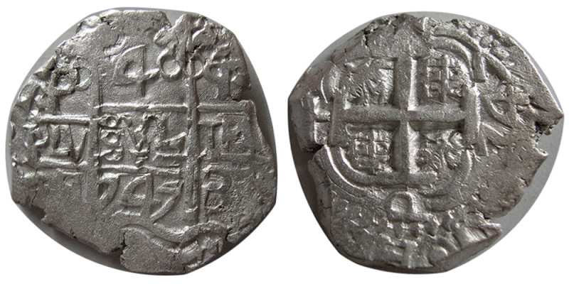 SPAIN, Potosi. AR 4 Reales (13.20 gm; 28 mm). dated 1749. Sharply struck on a ni...