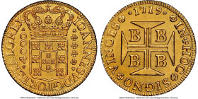 João V gold 4000 Reis 1719-B UNC Details (Saltwater Damage) NGC, Bahia mint, KM106, LMB- 065. Fr-30. HID09801242017 © 2023 Heritage Auctions | All Rig...
