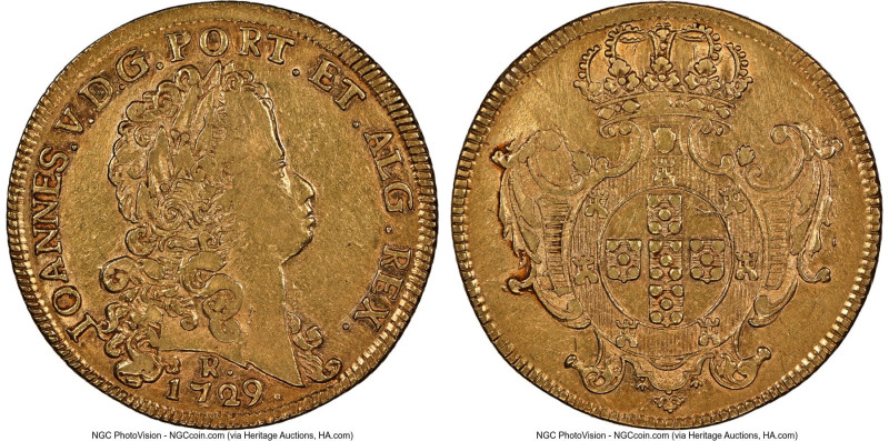 João V gold 12800 Reis (Dobra) 1729/8-R XF45 NGC, Rio de Janeiro mint, KM140, cf...