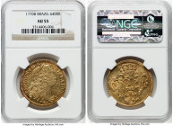 Jose I gold 6400 Reis 1770-B AU55 NGC, Bahia mint, KM172.1, LMB-400. A lovely amber toning, with a touch of magenta, graces the outer peripheral. HID0...