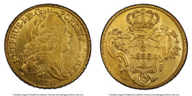Jose I gold 6400 Reis 1776/2-B AU Details (Repaired) PCGS, Bahia mint, KM172.1, cf. LMB-406 (overdate unlisted). HID09801242017 © 2023 Heritage Auctio...