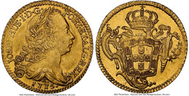 Jose I gold 6400 Reis 1775-R MS62 NGC, Rio de Janeiro mint, KM172.2, LMB-443. Very difficult to obtain at this level of certification, with only two s...