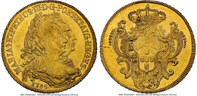 Maria I & Pedro III gold 6400 Reis (Peça) 1785-R MS64 NGC, Rio de Janeiro mint, KM199.2, LMB-467. An outstanding specimen, showcasing scintillating an...
