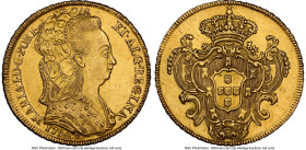 Maria I gold 6400 Reis 1790-R MS61 NGC, Rio de Janeiro mint, KM226.1, LMB-528. A beautiful offering with fully defined details upon luminous lemon-hon...
