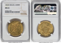Maria I gold 6400 Reis 1802-R MS61 NGC, Rio de Janeiro mint, KM226, LMB-540. Mintage: 167,813. A stunningly preserved and radiant offering with lustro...