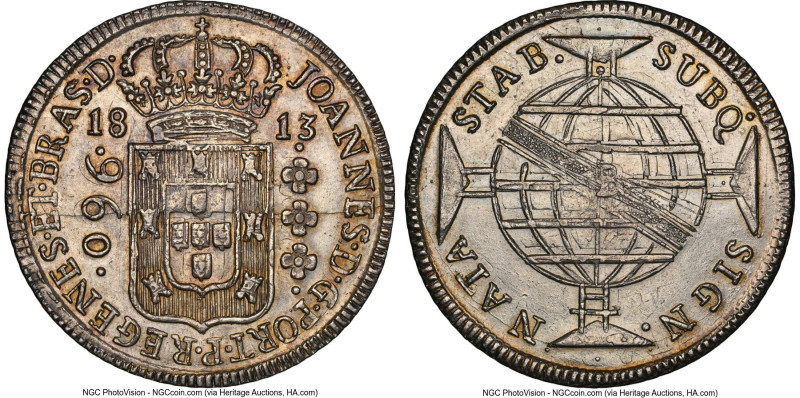 João Prince Regent 960 Reis 1813-B AU58 NGC, Bahia mint, KM307.1, Maldonado-8-33...