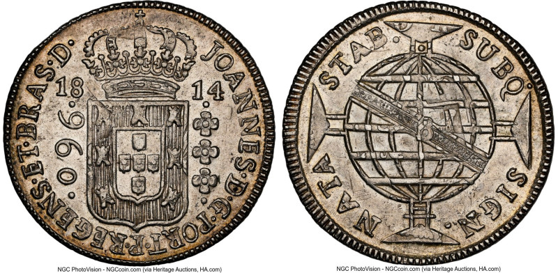 João Prince Regent 960 Reis 1814-B MS64 NGC, Bahia mint, KM307.1, LMB-399. HID09...