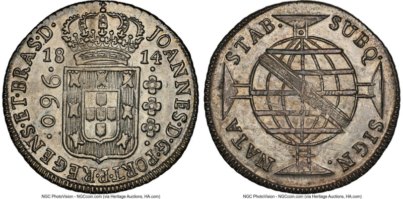 João Prince Regent 960 Reis 1814-B MS62 NGC, Bahia mint, KM307.1, LMB-399. HID09...