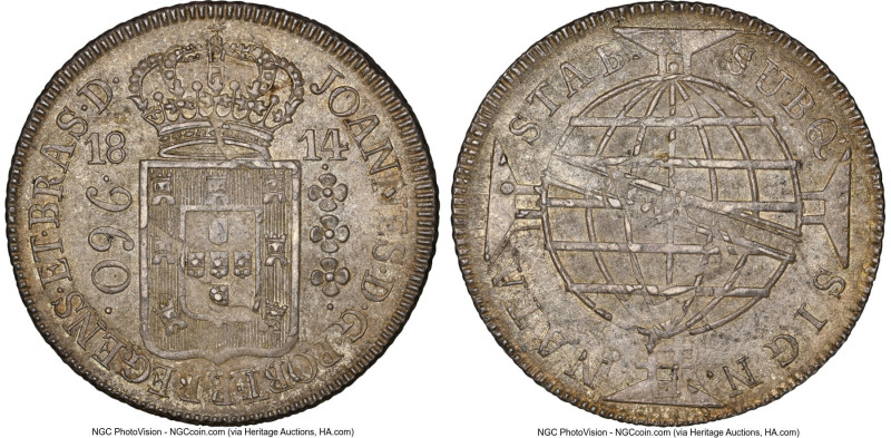 João Prince Regent 960 Reis 1814-R MS62 NGC, Rio de Janeiro mint, KM307.3, LMB-4...