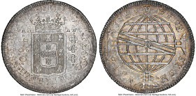 João Prince Regent 960 Reis 1814-R MS61 NGC, Rio de Janeiro mint, KM307.3, LMB-424. Overstruck on a Ferdinand VII So-Fj. From the Colección Val y Mexí...