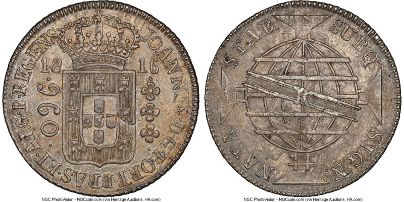 João Prince Regent 960 Reis 1816-R MS62 NGC, Rio de Janeiro mint, KM313, LMB-429...