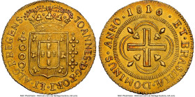 João Prince Regent gold 4000 Reis 1810/06-(B) AU58 NGC, Bahia mint, cf. KM235.1 (overdate unlisted), LMB-549. A gorgeous lemon-honey example with a li...