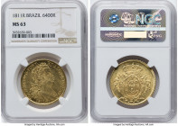 João Prince Regent gold 6400 Reis (Peça) 1811-R MS63 NGC, Rio de Janeiro mint, KM236.1, LMB-573. Highly reflective flan, boasting glossy luminous fiel...