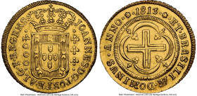 João Prince Regent gold 4000 Reis 1813-(R) MS61 NGC, Rio de Janeiro mint, KM235.2, LMB-573. Glistening, champagne-honey fields with a lovely radiance....