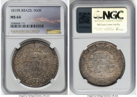 João VI 960 Reis 1819-R MS64 NGC, Rio de Janeiro mint, KM326.1, LMB-477. Overstruck on a Volcano Peso. Ex. Val y Mexia Collection From the Colección V...