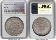 João VI 960 Reis 1819-R AU58 NGC, Rio de Janeiro mint, KM326.1, LMB-477. Overstruck on an 1806 So-FJ. Ex. Val y Mexia Collection From the Colección Va...
