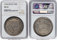 Pedro I 960 Reis 1826-R MS63 NGC, Rio de Janeiro mint, KM368.1, LMB-507. A neat, double-struck piece showing a radiant amber toning, accompanied by so...