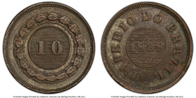Pedro II copper Specimen Pattern 10 Reis 1838 AU Details (Tooled) PCGS, Rio de Janeiro mint, KM-Pn51, LMB-033A. A very interesting and seldom encounte...
